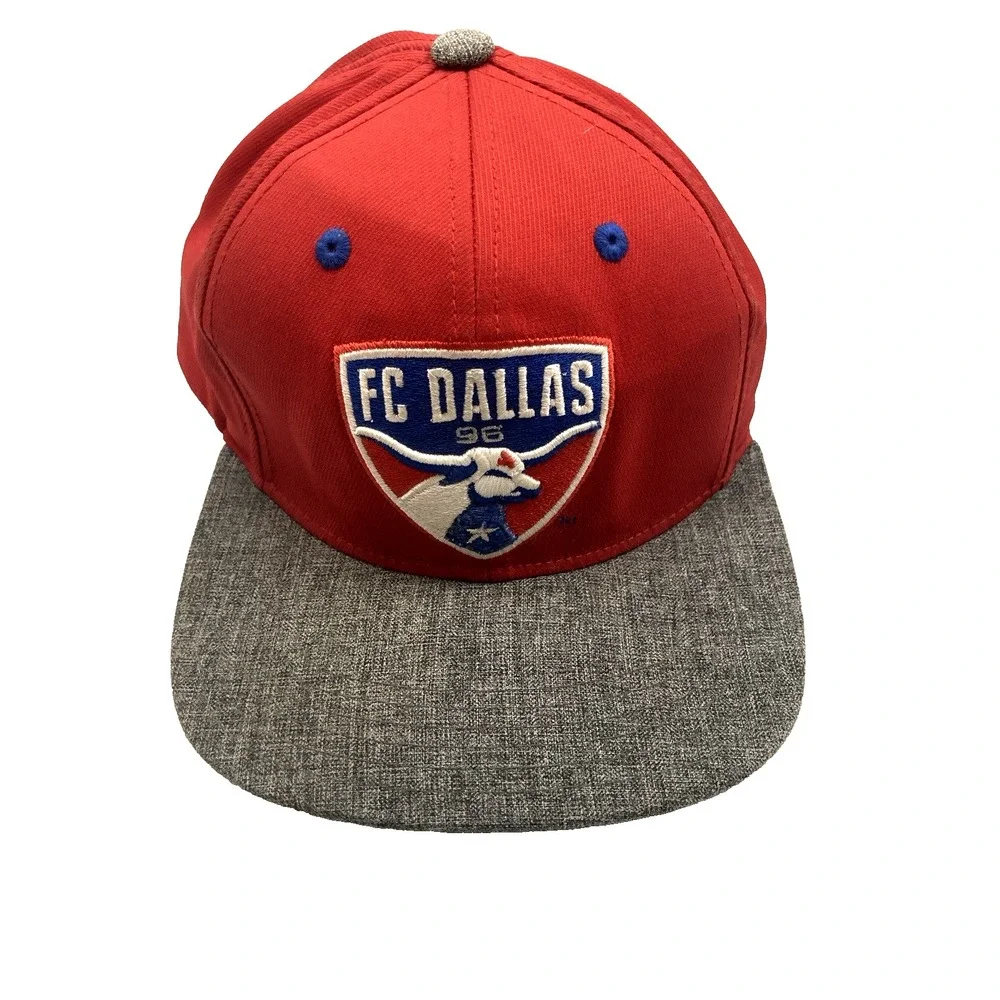 MLS FC Dallas Youth Red Soccer Hat‎ Cap Red Grey Flat Lid Unisex YOUTH